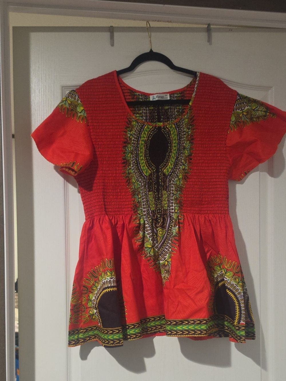 Lapogee Vibrant Red  Peplum Top with Gorgeous Print Size 3X